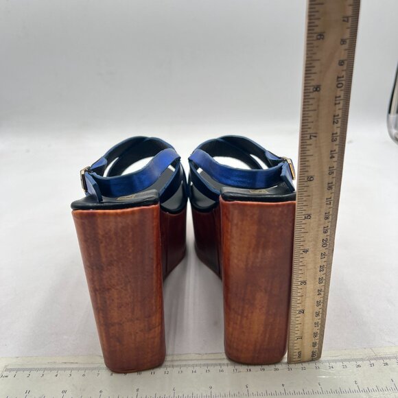 miss left Blue Crisscross Strap Open Toe Slingback Sandal Adjustable Buckle Shoe - Picture 5 of 8